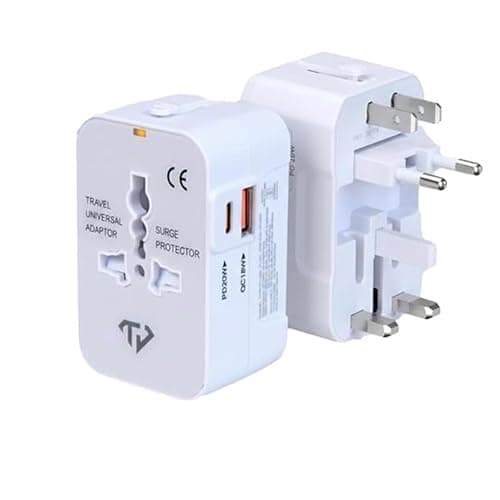True Desire Universal Travel Adapter with QC & PD with USB 20W (Supports 22.5W PPS) & USB A 18W Universal Socket, Compact International Adapter for Worldwide Use
