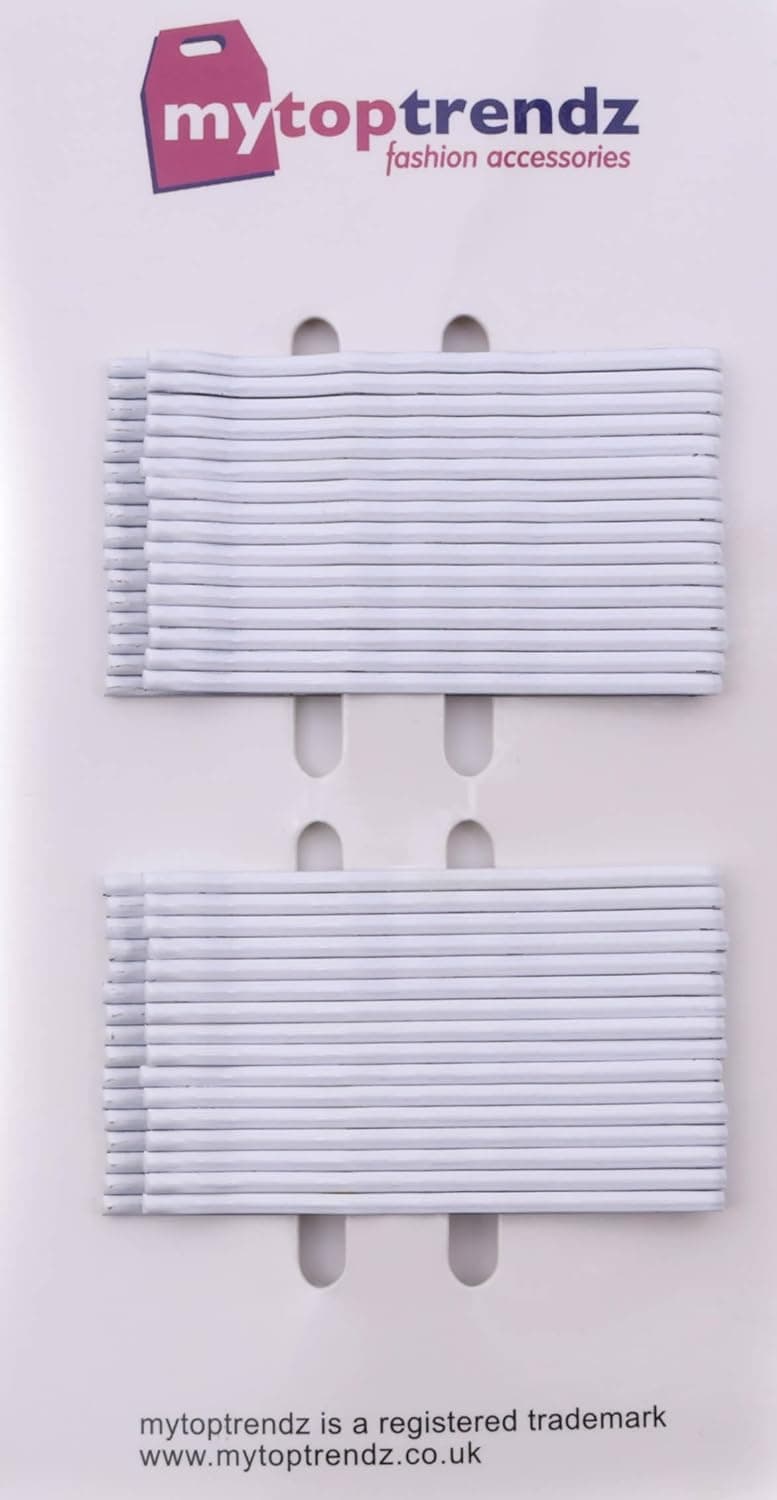Pack of 32 Kirby Hair Grips Bobby Pins 5cm Long Hairpins Classic Waved Metal Hair Clips Slides Womens Girls Hair Styling Clips Hair Pins White