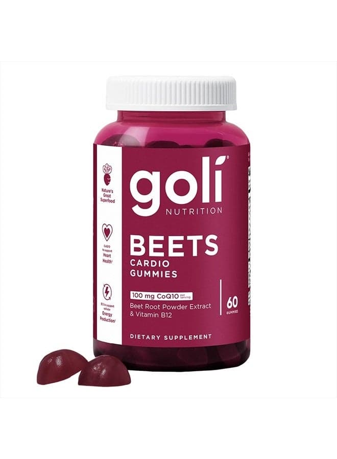 Nutritional Supplement, Beets Cardio Gummy - 60 Count - CoQ10 & Beet Root Extract - Gluten-Free, Vegan, Non-GMO, and Gelatin-Free. Nature's Great Superfood.