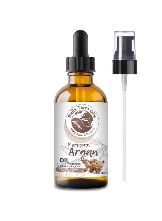 Moroccan Argan Oil. 2oz. 100% Pure. Cold-pressed. Unrefined. Single Ingredient. Non-comegodenic. Rich in Vitamin E. Natural Moisturizer. For Hair, Skin, Beard, Stretch Marks