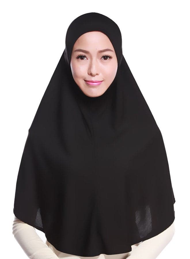 Long Head Cover Hijab Black