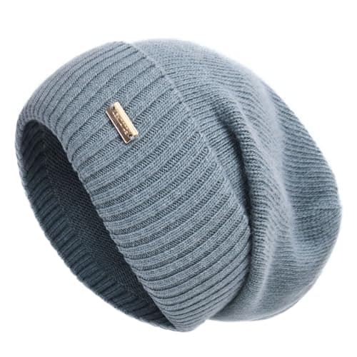 jaxmonoy Slouchy Beanies for Women Winter Lightweight Girls Knit Hat Cuffed Soft Warm Slouch Beanie Cap - Blue