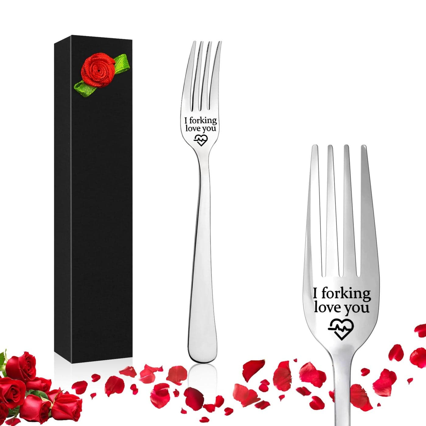 Yueshop Stainless Steel Engraved Fork Personalized Letter Dinner ForkI Forking Love You Unique Carving Fork Best Gifts for Christmas Valentines Day HG0330101