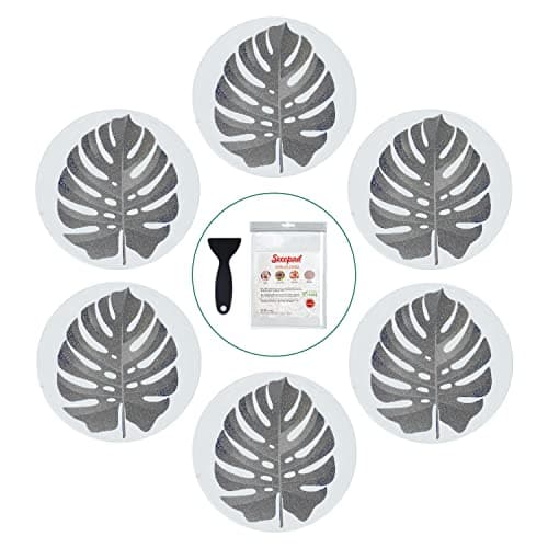 Secopad Non Slip Bathtub Stickers, 10 PCS Large Leaves Adhesive Anti Slip Decal Treads for Shower and Bath Tub with Premium Scraper