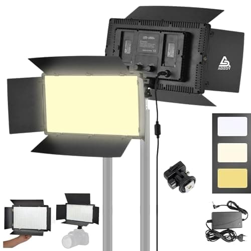 ADZOY Premium Pro LED 800 Photography Light – Bi-Color Dimmable Video Light with Adjustable Barn Doors, CRI 95+, for Studio, YouTube, Film & Portrait Photography
