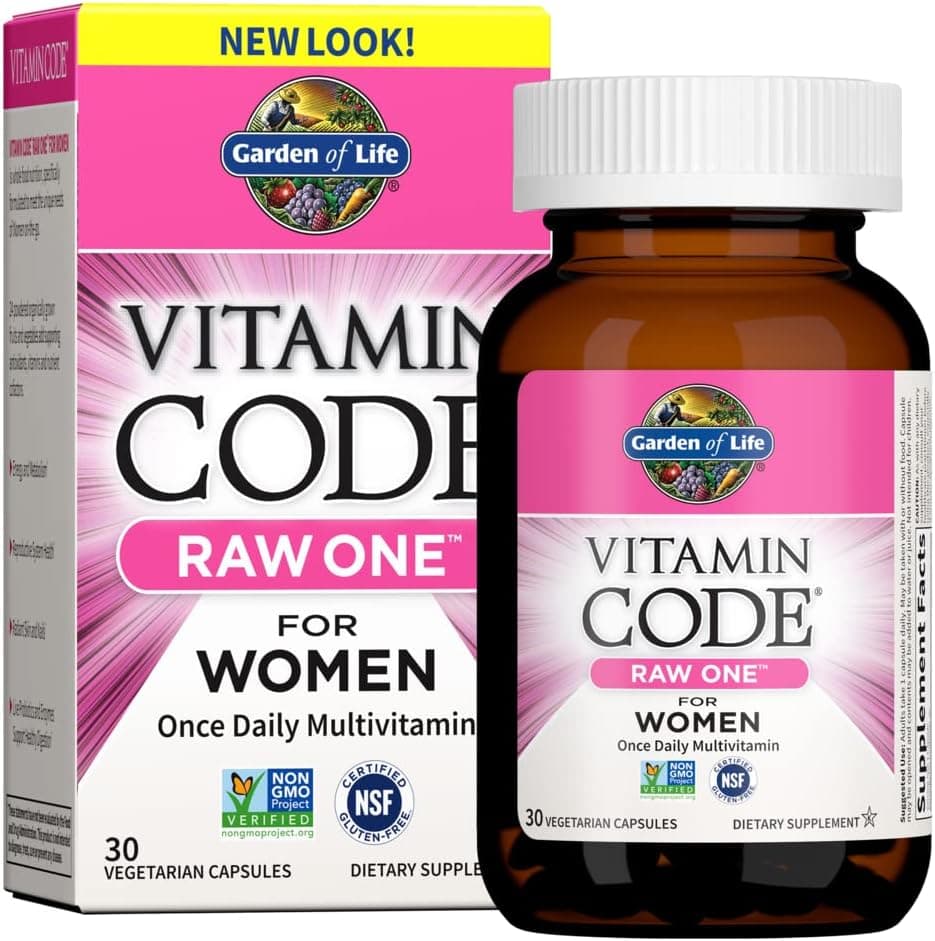 Garden of Life Multivitamin for Women Vitamin Code Raw One for Women Once Daily Whole Food Iron Probiotics for Womens Health Gluten Free Vegetarian 30 Count