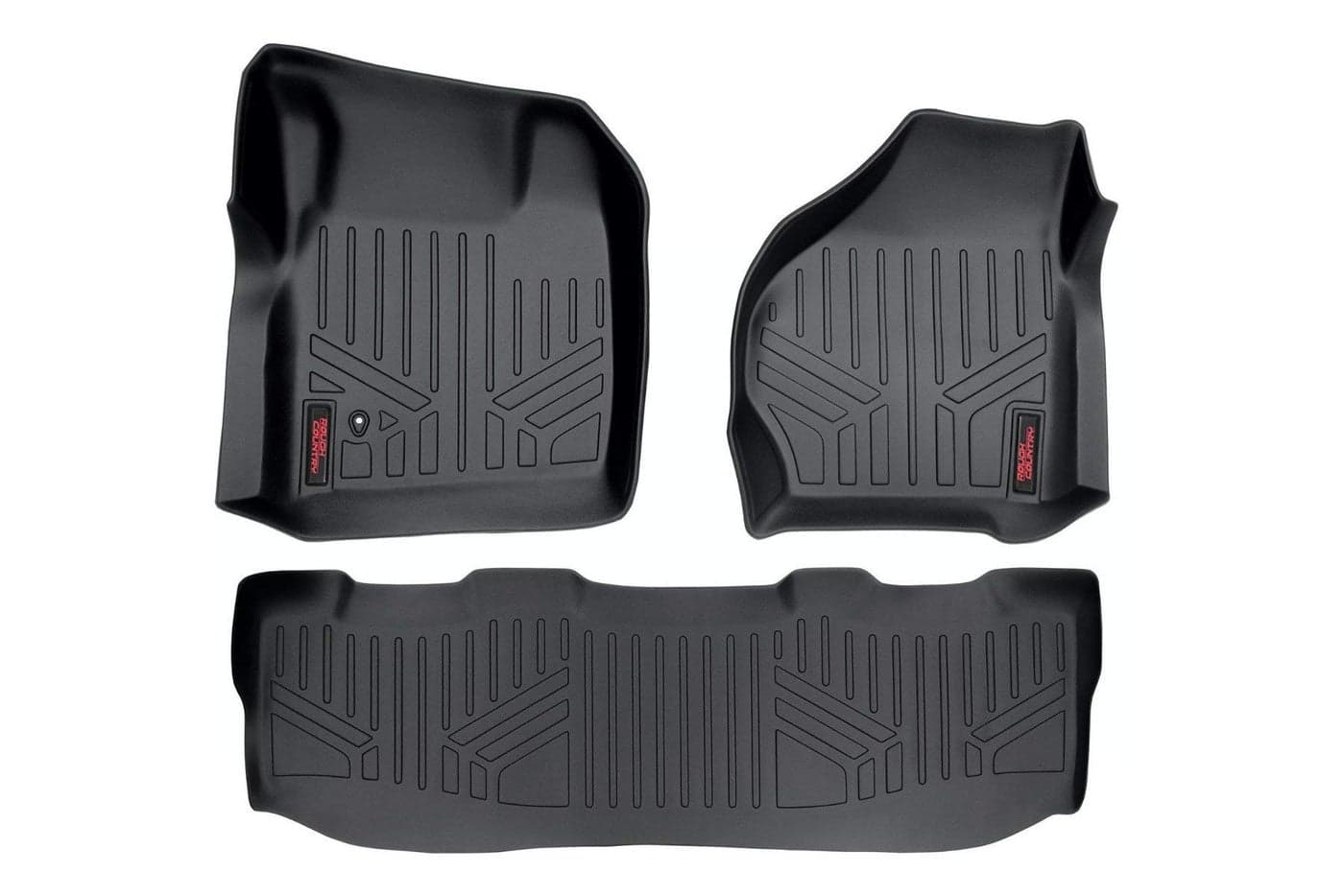 Rough Country All Weather Floor Mats for Ford F250F350 SuperDuty CrewCab 19992007 NonSlip Waterproof Flexible Floor Mat Front Rear Set