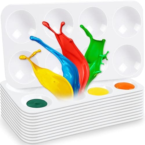 Hulameda 12pcs Paint Tray Palettes for Kids White Plastic Paint Tray for Painting Party DIY Craft and Art Painting Rectangular