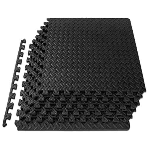 ProsourceFit Puzzle Exercise Mat in EVA Interlocking Foam Floor Tiles for Home Gym Mat for Home Workout Equipment Floor Padding for Kids Black 24 in x 24 in x in 24 Sq Ft 6 Tiles