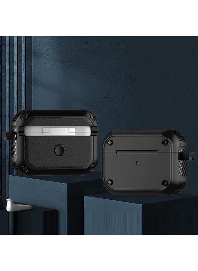 Case Cover For AirPods Pro 2 Wing TPU + PC Shockproof Earphone Protective Case Black