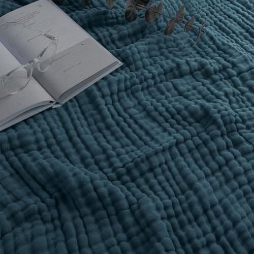 Comfy Cubs Muslin Blanket for Adults Twin 90" x 66" - 6 Layer Soft, Breathable & Lightweight Muslin Adult Blanket - Machine Washable & Designed in The US Bedding for All Seasons - Neptune