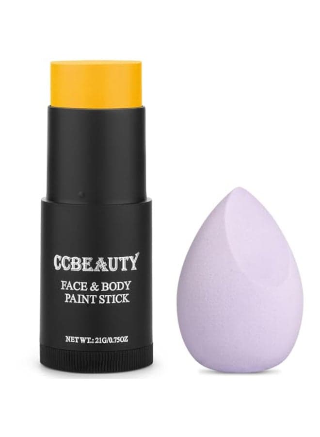 CCbeauty Yellow Face Paint StickFace Painting KitNon Toxic SFX Makeup For Simpsons Animal Halloween Costume CosplayProfessional FX Body PaintFull Coverage Painting Foundation With Makeup Sponge