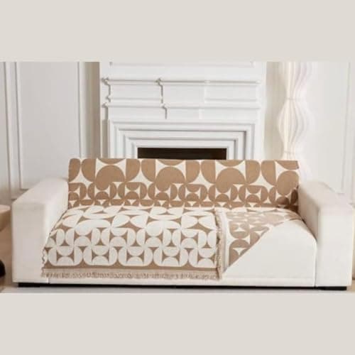 HOMETHREADS Reversible Thick and Soft Floral Sofa Cover | Elevate Your Living Space with Luxurious Slipcover Solutions for Sofa (Baige, 1 Seater Large / 90x180cm)