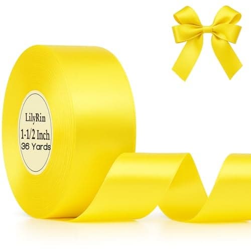 Yellow Ribbon 112 Inch 36 Yards Satin Roll Perfect for Hair Bows Accessories 15 Scrapbooking Art Wedding Wreath Packing Birthday Wrapping Christmas Box Flower Bouquets DIY Handmade