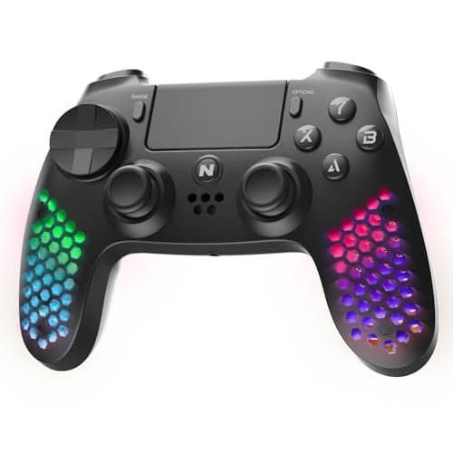 NiTHO HEXAGON Wireless RGB Controller for PS4, PS5 (with PS4 Games Only), PC, Android & iOS, Gamepad Joystick with RGB LED Lights | Vibration | 6-Axis Motion Sensor | Touchpad | Trigger Sets | Speaker