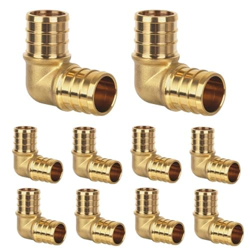 KAINGA 10 Pack Pex Fittings 34 Pex 90 Degree Elbow HeavyDuty Brass Crimp Fittings for PEX Pipes with LeakResistant Construction NSF UPC Certified