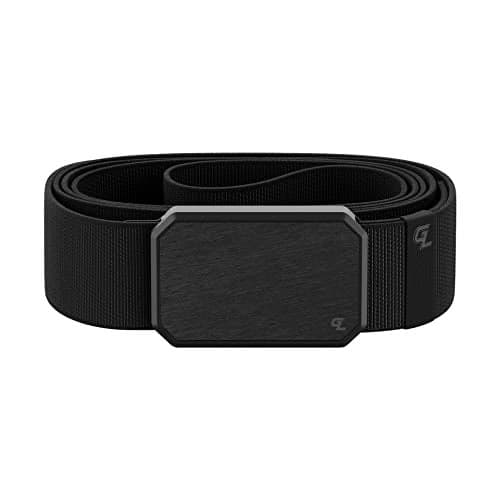 Groove Life Groove Belt Gun Metal/Black - Men's Stretch Nylon Belt with Magnetic Aluminum Buckle, Lifetime Coverage - Large (37-40")