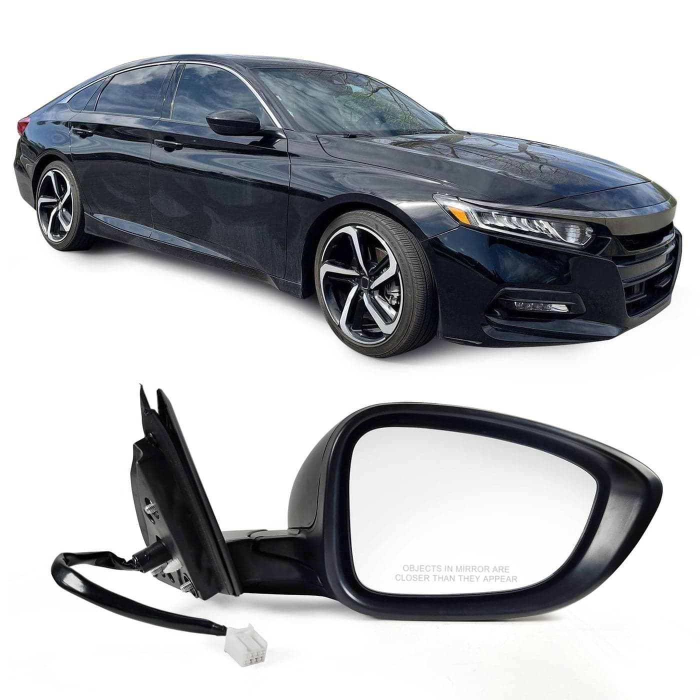 Lqito Right Passenger Side Door Mirror For Honda Accord LX Sport 20182022 Power NonHeated NoTurn signal Match to Black Paint Replaces HO1321328 76208TVAA02 3pin