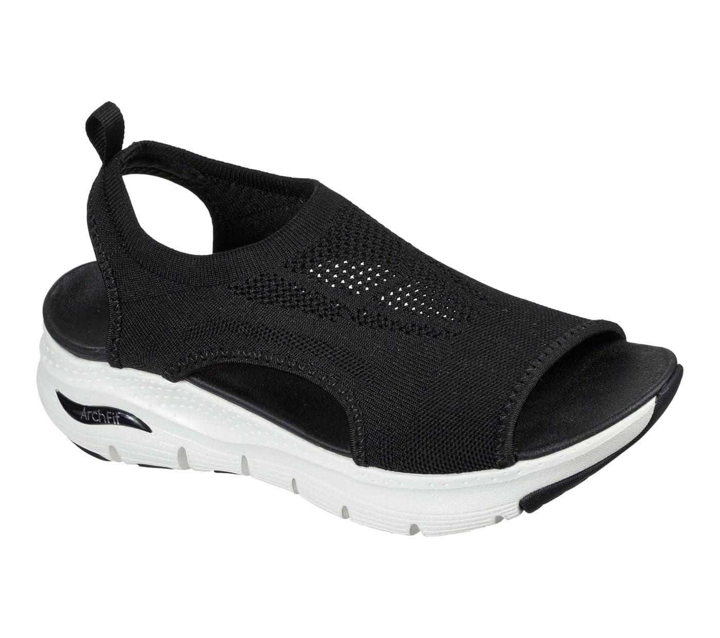 Skechers Women's Arch Fit - City Catch Womens Knit Slip-On Sandals, Black, 6