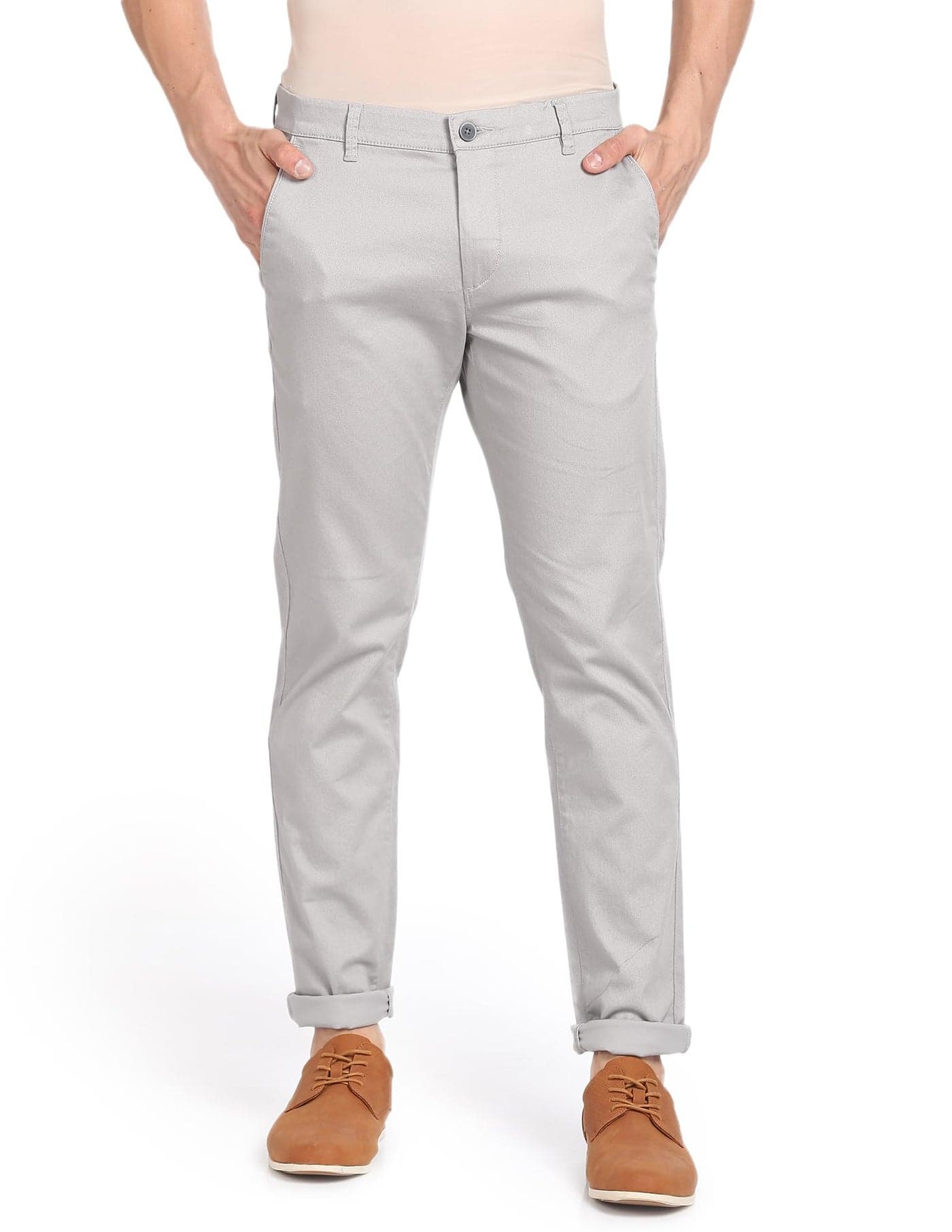 U.S. POLO ASSN. Men’s Casual Trousers | Pique Knit - Regular Fit Chino Pants, Full Length, Stylish Men Trousers for Office & Regular Wear- Grey, 36