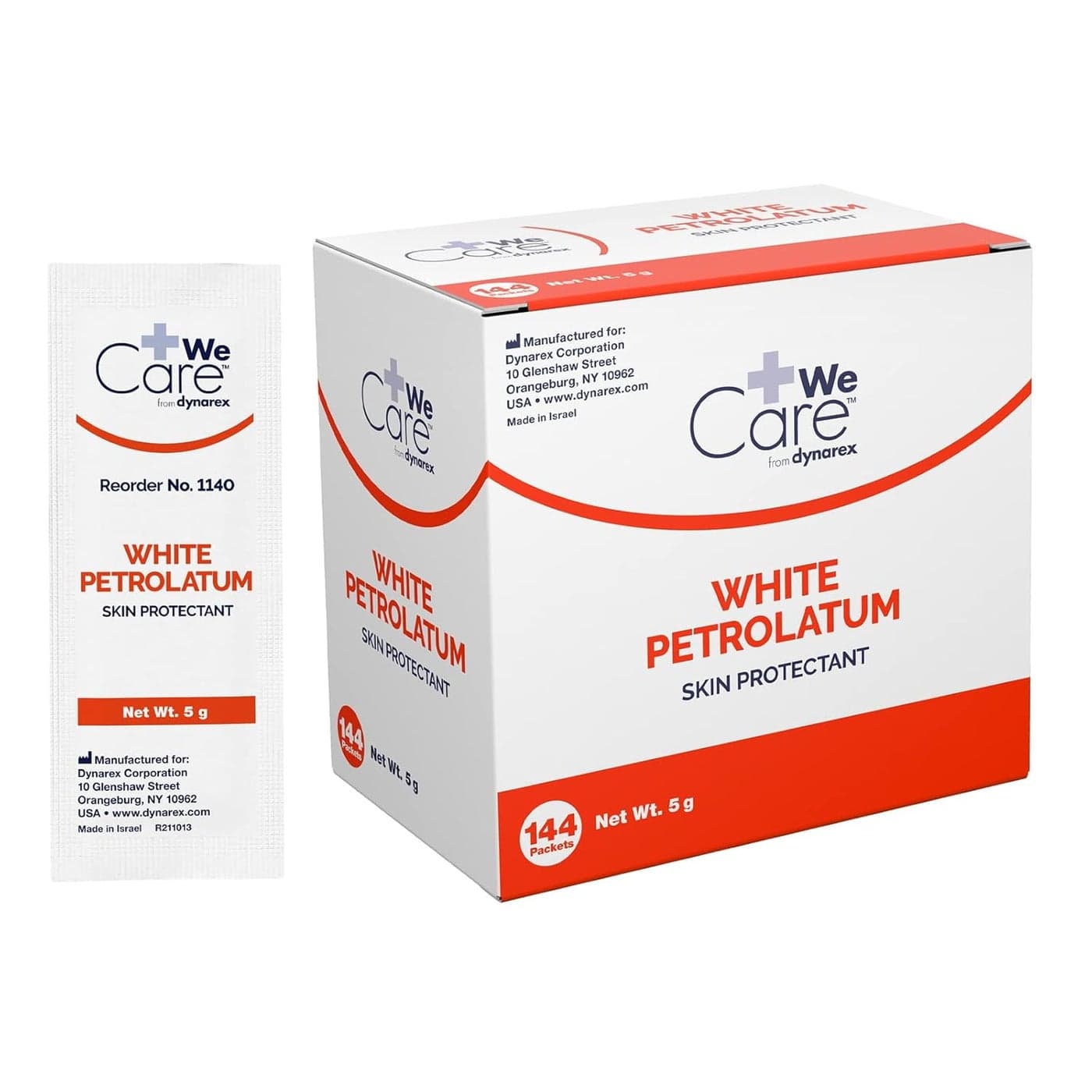 Dynarex White Petrolatum Petroleum Jelly Ointment to Help Prevent and Treat Skin Irritation Diaper Rash and Dryness White 144 Individual 5 Gram Foil Packs Dynarex White Petrolatum