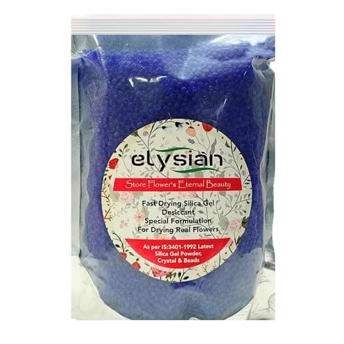 Elysian 1Kg Blue Silica Gel Crystals | Indicating Moisture Absorber Beads (Blue to Pink) | Reusable Desiccant for Flower Drying, Resin Art, Crafts, Storage & Humidity Control