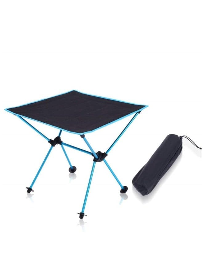 Portable Camping Table, Lightweight Folding Oxford Cloth Picnic Table with Aluminum Frame, Compact Roll-Up Collapsible Table for Outdoor BBQ, Beach, Fishing, Tailgating Travel (Blue)