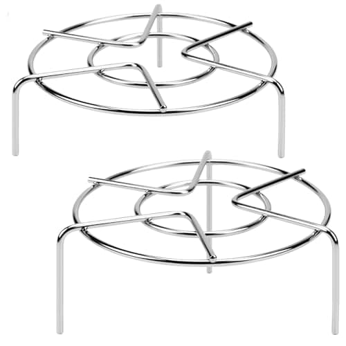 HULISEN Steamer Rack For Pots, 2-4/5" and 2" Tall Trivet for Instant Pot 6 Qt and 8 Qt, 18/8 Stainless Steel Steaming Rack Fit Pressure Cooker (7" Dia - 2Pcs)