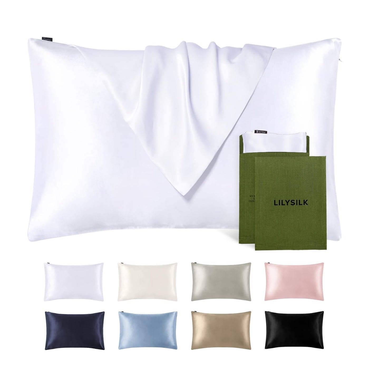 LILYSILK Silk Pillowcase for Hair and Skin Queen100 Mulberry Silk 19 Momme Both Sides Silk Bed Pillow Cover with Hidden Zipper 1 Pc Queen Size 20x30 White