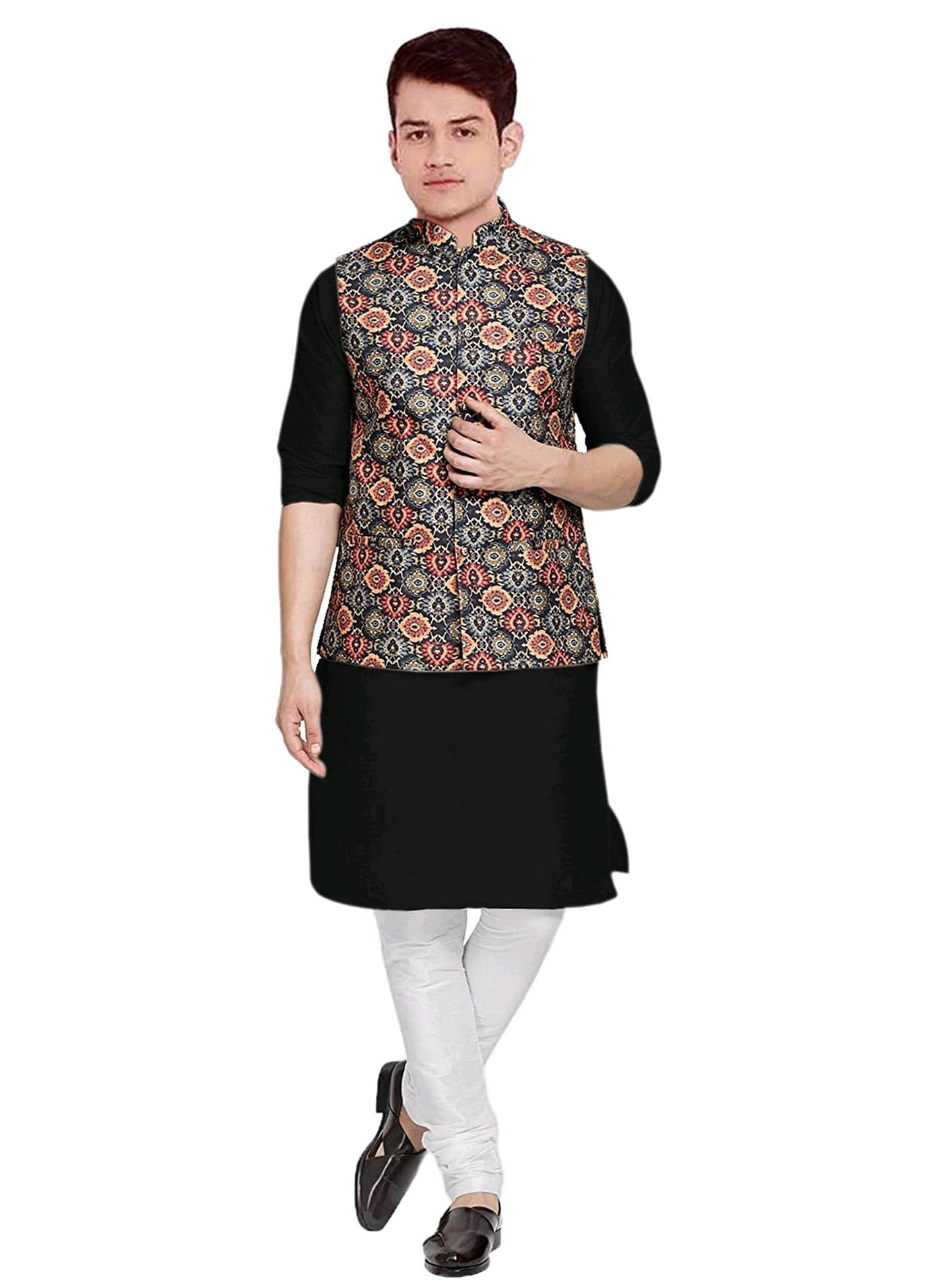 OS JEANS MEN'S COTTON KURTA, PYJAMA & SATIN NERHU JACKETS COMBO SET OF 3 PCS (SIZE Medium TO 2XL)