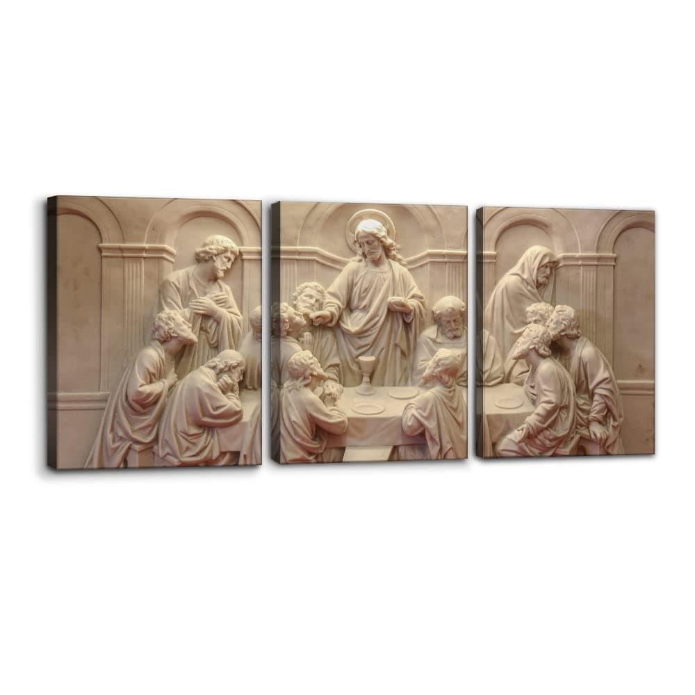 3 Pieces Canvas Wall Art Picture The Last Supper Sculpture Style Paintings on Canvas 12 Apostles Modern Artwork for Home Decor Framed Gallerywrapped Stretched Ready to Hang 12 x 16 x 3