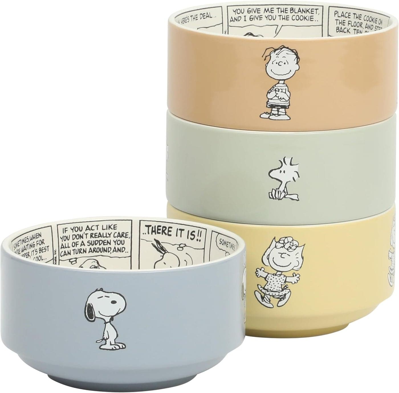 Peanuts Snoopy Bonbon Bites 4 Piece 55 Decorated Stoneware Ceramic Stackable Bowl Set