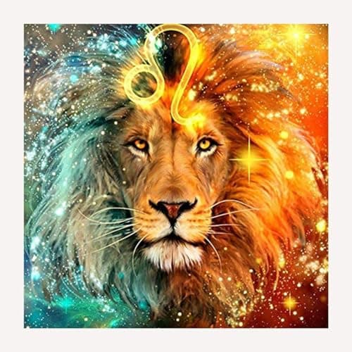 RANUR Golden Lion Diamond Painting Kits for Adults and Kids Create Dazzling Full Drill by Numbers Kits with Shiny 5D Rhinestones DIY Arts Craft for Home Wall Decor 40x40 cm