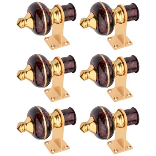 DecorDepo Stylish Curtain Hooks/Curtain Knobs/Rod Rail Bracket for Home Black Cherry Marble Finish (6P, Black Cherry Marble Gold)