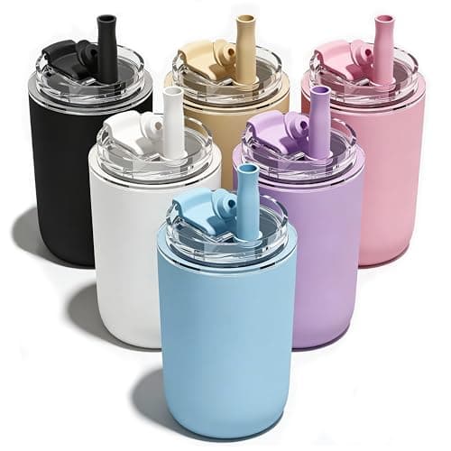UIRZOTN 6 Pack 10 oz Insulated Coffee Tumblers Travel Coffee Tumblers with Straw DoubleWall Stainless Steel Tumbler Leak Proof Tumbler Reusable Cups with Lids for lced and Hot Drinks