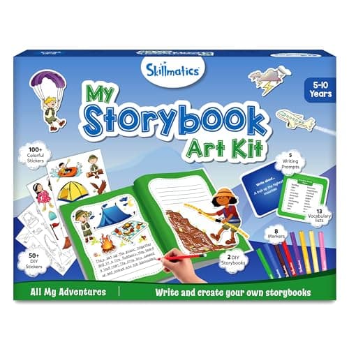 Skillmatics Storybook Art Kit Create Adventure Stories DIY Craft Writing Kit with 300 Stickers Scrapbooking Journal Activity ScreenFree Fun Gifts for Kids Ages 5 6 7 8 9 10