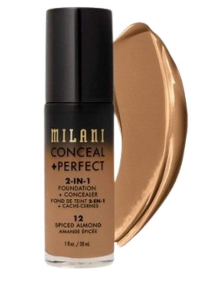 Milani Conceal + Perfect 2-in-1 Foundation + Concealer – 12 Spiced Full-Coverage, Long-Wear, 30ml