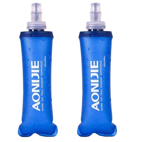 TRIWONDER TPU Soft Folding Water Bottles BPA-Free Collapsible Flask for Hydration Pack - Ideal for Running Hiking Cycling Climbing (250ml/8.45oz - Pack of 2)