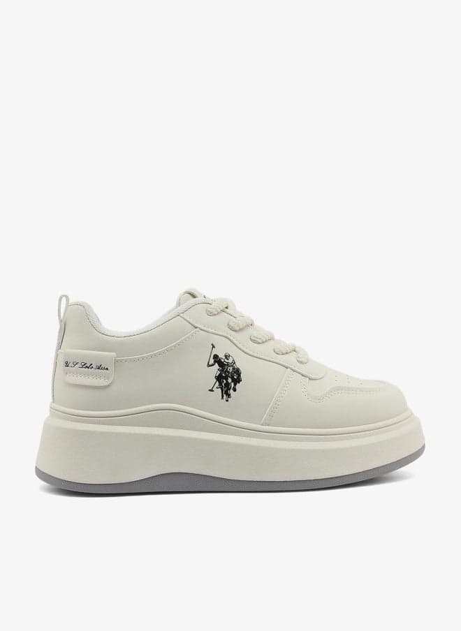 Women's White Low-Top Sneakers - Classic Style Detail for Elegant Everyday Wear