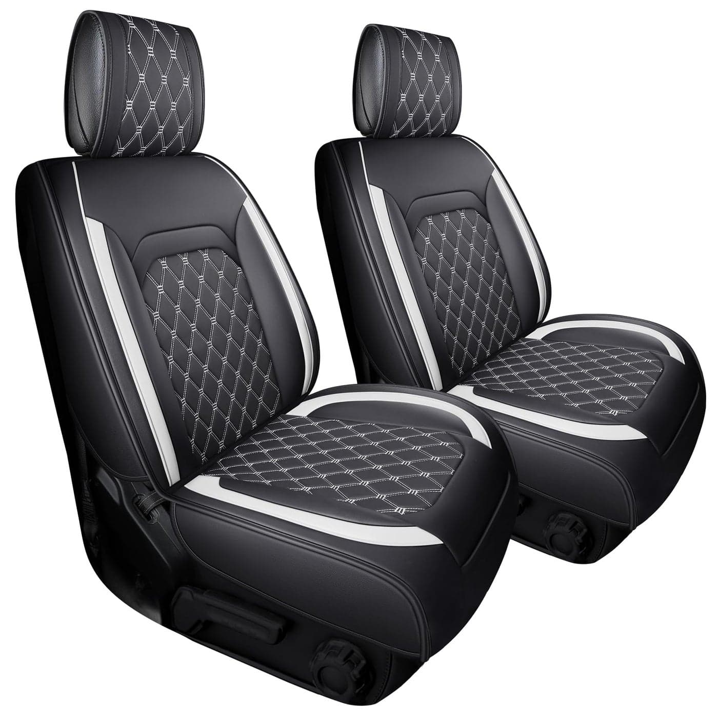 Aierxuan Wrangler JK JL Front Seat Covers Custom Fit 24 Door 20072025 Unlimited Rubicon 392 Sahara Willys Sport High Altitude Truck Pickup Waterproof Leather Cushions BlackWhite