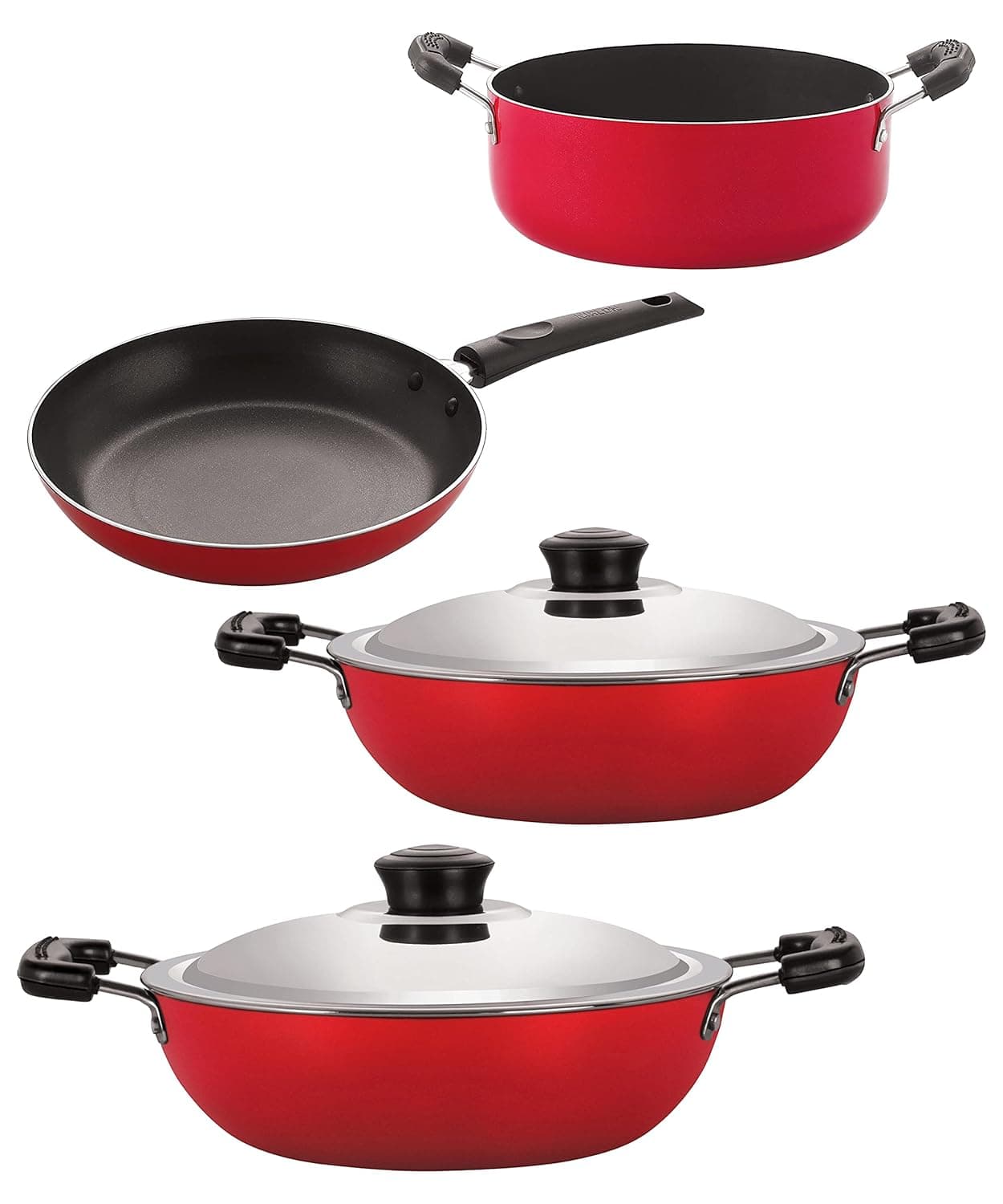 Nirlon Non-Stick Aluminium Cookware Gift Set of 4 Pieces (Gas Compatible) (DKD(M)_DKD(B)_AC_CS24)