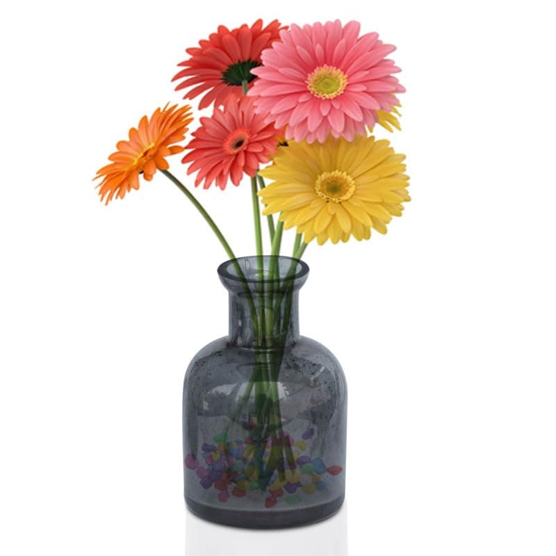 Pure Source India Glass Vase for Home Decoration 3.5 Inch 100ml (Without Flower) (Smoky Grey)