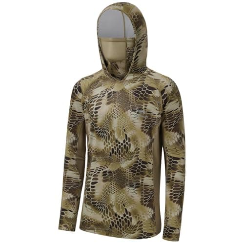 BASSDASH UPF 50 Mens Hunting Shirts with Mask Long Sleeve Camo Fishing Hoodie