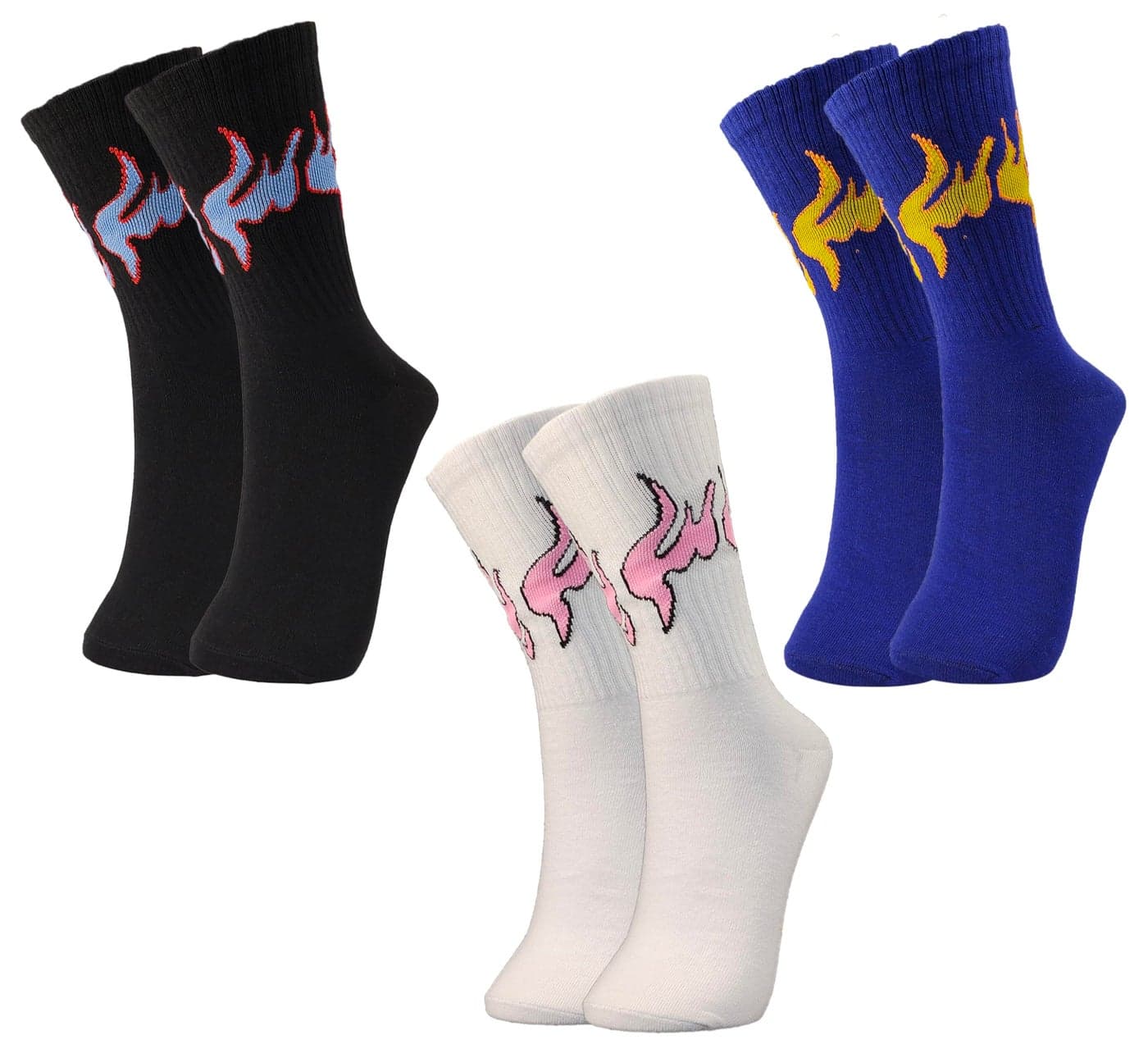 TRAZO Women's Cotton Blend Calf Length Designer Knitted Multicolor, Multi-Purpose Socks Socks For Women (Pack Of 3)