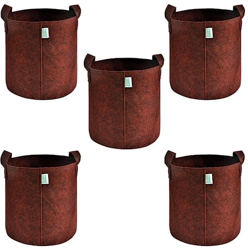 Anandi Green's 400 GSM Geo Fabric Plant Grow Bag Suitable for Terrace and Flowers Vegetable Gardening Maroon, 8x8 INCH Pack of 5