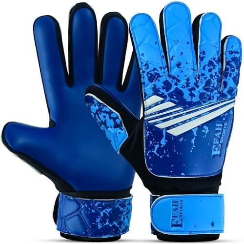 EFAH SPORTS Soccer Goalkeeper Gloves for Kids Boys Children Youth Football Goalie Gloves with Super Grip Protection Palms (Size 6 Suitable for 13 to 15 Years Old, Blue)