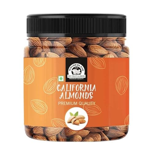 Wonderland Foods 200g Premium Raw California Almonds (Badam) Jar | Badam Giri | Nutritious & Delicious High In Fiber & Boost Immunity | Dry Fruits Real Nuts | Gluten Free
