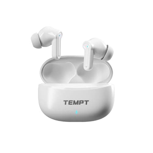 Tempt Dots Pro Earbuds | 60H Playtime, Noise Cancellation, 13mm Bass Drivers, Bluetooth 5.4, IPX6 Waterproof, Low Latency, Touch Controls, Type-C Fast Charging, Voice Assistant – TWS Earphones (White)