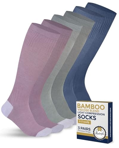 Pembrook Light Compression Socks - 3 Pairs, 8-15 mmHg | Light Green, Light Blue, Rose | Men's & Women's