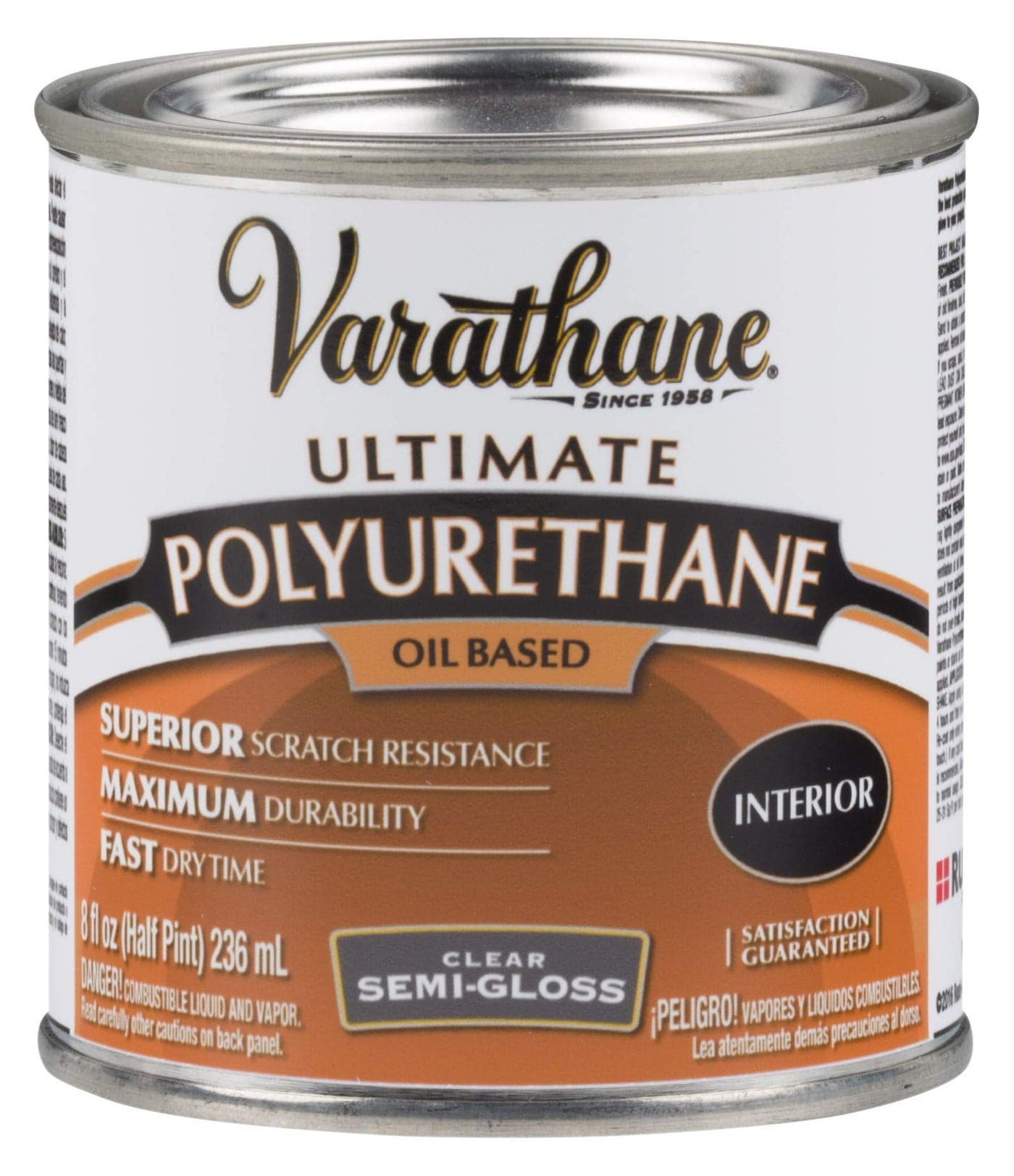 Varathane 242172H Oil-Based Ultimate Polyurethane, Half Pint, Semi-Gloss Finish